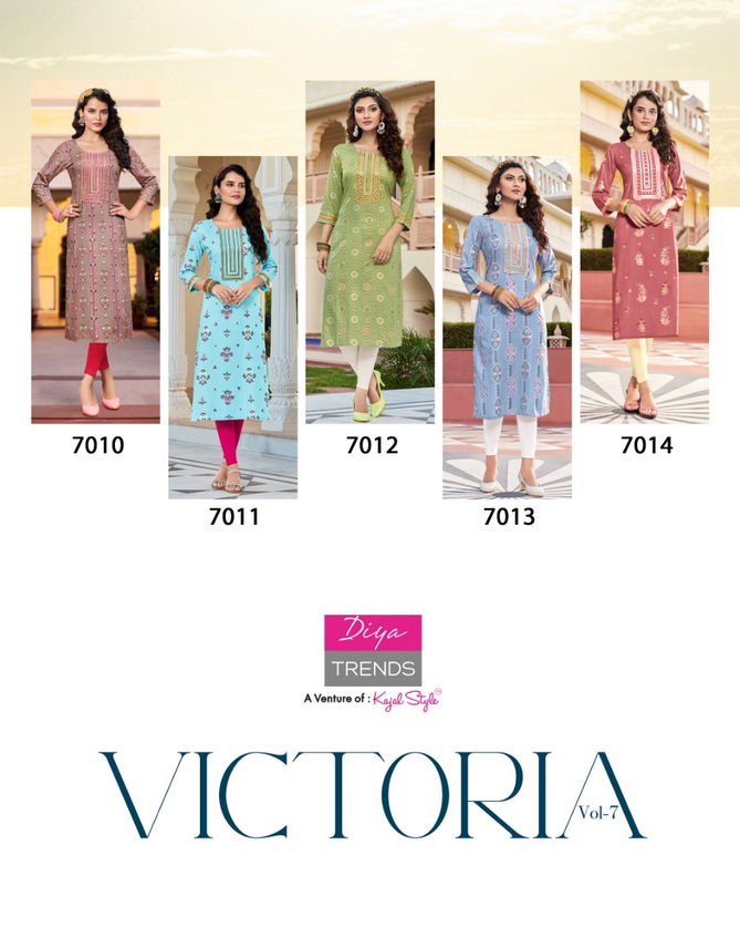 Victorias Vol 7 By Diya Trends Ethnic Wear Wholesale Embroidery Kurtis Catalog
